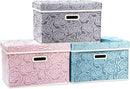 PRANDOM Larger Collapsible Storage Cubes with Lids Fabric Decorative Storage Bins Boxes Organizer Containers Baskets with Cover Handles for Bedroom Closet Living Room 17.7x11.8x11.8 Inch 3 Pack by TinyTreasures Baby Boutique