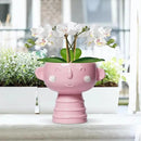 Smiley Face Planter - 7 Inch Ceramic Head Planter for Indoor Outdoor Plants, Cute Succulent Pots with Drainage Hole, Decorative Flower Pots, Home Room Desk Decor, Birthday Gifts, Bright Pink by GreenHaven Gardens