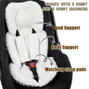GFU Infant Car Seat Insert Head and Body Support, Reversible Newborn Insert for Carseat with Strap Pads, Soft Stroller Cushion Pillow Insert for Boys and Girls, Fits for Stroller, Swing, White by TinyTreasures Baby Boutique