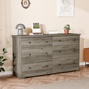 VINGLI 59" Long Dresser 6 Drawer, Grey Large Dresser for Bedroom, Rustic Gray Chest of Drawers, Farmhouse, 59" W x 15.75" D x 32" H by TinyTreasures Baby Boutique