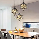 Farmhouse Glam Chandelier with Glass Star Pendants Light Fixture Elegant Ceiling Hanging Lights Included Warm Light Bulbs Black by CozyNest Decor