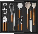 Lifewit Utensil Drawer Organizer, Expendable Cooking Silverware Tray for Kitchen Drawer, Bamboo Adjustable Cutlery Flatware Holder, Spatula Tools and Gadgets Storage Divider, 4 Compartments, Black by CozyNest Decor