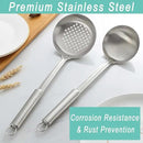 Pleafind 2-Pcs Ladle and Slotted Spoon, Soup Ladle and Strainer Spoons, Stainless Steel Cooking Spoon and Skimmer Spoons, Kitchen Utensils, Wok Utensils for Home and Restaurant, Dishwasher Safe by CozyNest Decor