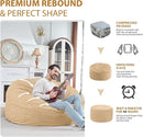 5FT Bean Bag Chair, Large Bean Bag Chairs with Memory Foam Filled, Fluffy Beanbag Sofa with Dutch Velvet Cover, Round BeanBag Chairs for Living Room, Playroom - Khaki by TinyTreasures Baby Boutique