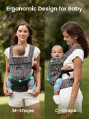 GROWNSY Baby Carrier Newborn to Toddler, Ergonomic Baby Toddler Carrier Wraps with Head Support, Easy to Wear, Infant Carrier Baby Gift, Travel and Hiking Friendly, for 7 to 44 lb (Flow-Stripe) by TinyTreasures Baby Boutique