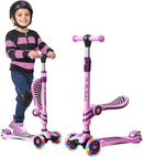 Pink & Purple 3 Wheel Scooter with Seat for Kids – Light-Up LED Wheels, Adjustable Handlebar and Seat, Smooth PU Wheels, Wide Anti-Slip Deck, Rear Foot Brake – Toddler Outdoor Toys for Ages 2+ by TinyTreasures Baby Boutique