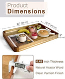 22 Inches Acacia Wood Serving Tray with Handles, Large Wooden Rectangle Ottoman Tray, Nice Home Decor for Living Room Coffee Table Couch, Ideal Size for Serving Food Breakfast BBQ Party by CozyNest Decor