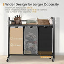 Laundry Hamper, Laundry Basket, Laundry Sorter with 3 Removable Bags, Clothes Basket with 3 Compartments, Wheels, Shelf for Laundry Room Bathroom Bedroom (3 Bags-Black Grey White) by CozyNest Decor