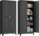 75" Kitchen Pantry Cabinet, Black Metal Storage Cabinets with 2 Doors and 4 Adjustable Shelves, Tall Pantry Storage Cabinet for Kitchen, Dining Room, Living Room by CozyNest Decor