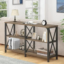 LVB Rustic Console Table, Wood Metal Entryway Table Behind Couch, Industrial Sofa Table with 3 Tier Storage Shelf, Modern Wooden Foyer Hallway Table for Entry Living Room Bedroom, Rustic Oak, 47 Inch by CozyNest Decor