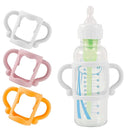 (3-Pack) Bottle Handles for Dr Brown Baby Bottles with Easy Grip Handles to Hold Their Own Bottle - BPA-Free Soft Silicone (White Pink Orange) by TinyTreasures Baby Boutique