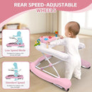 Foldable Baby 5-in-1 Activity Walker - Rocker, Activity Center, Bouncer, Seat Walker, Push Walker - Adjustable Speed Rear Wheels and Height Toys Ages 6-18 Months… (Pink) by TinyTreasures Baby Boutique