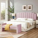 24KF Pink Teddy Fabric Tufted King Upholstered Headboard, Modern Vertical Channel Design California King Headboard with Stepped Silhouette Top Edge,6026-K-Teddy Pink by CozyNest Decor