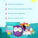 RoseFlower Crochet Kit for Beginners, Easy Crochets Starter Kits with Step-by-Step Video Tutorials, DIY Craft Knitting Crochet Animals Set for Kids Adult - 3 Pack Frog Owl Rabbit by TinyTreasures Baby Boutique