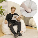 Bean Bag Chair with Filler, Bean Bag Sofa with Tufted Soft Stuffed Filling, Fluffy and Lazy Sofa, Comfy Cozy BeanBag Chairs with Memory Foam for Dorm, Apartment, Living Room (White) by CozyNest Decor