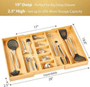 Umilife Extra Large Expandable Kitchen Drawer Organizer for Utensil and Junk, 19" Deep for Big Drawer, 17" to 28" Adjustable Bamboo Wood Drawer Divider, Cutlery Tray, Flatware Holder by CozyNest Decor