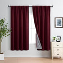 XWZO 100% Blackout Curtains with Tiebacks- Rod Pocket Heat and Full Light Blocking Window Panels & Thermal Insulated Draperies for Living Room Wide Window, Burgundy, W60 x L63, Set of 2 by TinyTreasures Baby Boutique