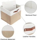 HNZIGE Fabric Baskets for Organizing 13x13 Storage Cubes, Set of 4 Fabric Foldable Canvas Storage Bins for Shelves, Cloth Storage Bins for Cube Organizers Toy Nursery Closet Bedroom?Beige&White? by CozyNest Decor