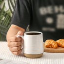 Large Ceramic Coffee Mugs Set - 15 OZ Porcelain Coffee Latte Cups Set of 4 with Handle Perfect for Cappuccino, Tea, Mocha, Hot or Cold Drinks, Unique Glaze Design for Home, Cafe and Coffee Bar, White by CozyNest Decor
