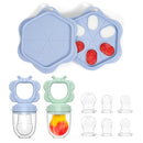 Silicone Baby Fruit Food Feeder (2 Pack) with Freezer Nibble Tray, Breastmilk Popsicle Molds for Baby Teething Relief, Silicone Feeder for Safe Infant Self Feeding, BPA Free, Dishwasher Safe, 3 Month+ by TinyTreasures Baby Boutique