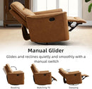 Swivel Rocker Recliner, Glider Rocking Chair, Nursing Chairs Swivel Glider Recliners with Soft Backrest, Leathaire Manual Reclining Sofa for Living Room Bedroom Apartment, Brown by TinyTreasures Baby Boutique