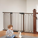 Cumbor 29.7-57" Extra Wide Baby Gate for Stairs, Mom's Choice Awards Winner-Dog Gate for Doorways, Pressure Mounted Walk Through Safety Child Gate for Kids Toddler, Tall Pet Puppy Fence Gate, Brown by TinyTreasures Baby Boutique