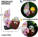 Solar Garden Gnome Statue with Crackle Glass Globe Lights, Waterproof Outdoor Decor for Patio, Lawn, or Yard, Whimsical Housewarming Gift(Pink Gnomes) by CozyNest Decor