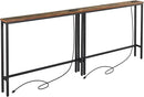 ELYKEN 2 Pack 5.9" Narrow Console Sofa Table with Power Outlets, 5.9" D x 39.4" W x 31.1" H Long Couch Table with Metal Frame and Charge Station with 6.5’ Extension Cord, Rustic Brown by CozyNest Decor