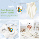 Collapsible Baby Bathtub for Newborn to Toddler (0-18 Month) - Portable Baby Bath Tub for Travel, Newborn Bathtub with Soft Towel and Floating Cushion (Green) by TinyTreasures Baby Boutique