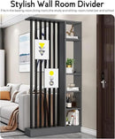 Wall Room Divider, Storage Cabinet Storage Display with Shelves, Modern Freestanding Wood Room Divider Screen, Wall Privacy Screens for Home Decorative (Grey,43.3" L x 9.5" W x 79.5" H) by CozyNest Decor