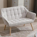 48" Small Loveseat Sofa, Modern Linen Fabric Mini Sofa Couch 2-Seater Love Seat with Quilting Backs and Wood Legs for Living Room, Bedroom and Small Space, Beige by CozyNest Decor