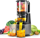 Cold Press Juicer,Slow Masticating Juicer Machines with 5.3" Large Feed Chute for Most Fruits and Vegetables,Easy to Clean Lemon Orange Juicer with 250W Motor and High Juice Yield,Deep Grey by CozyNest Decor