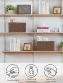 StorageWorks Round Paper Rope Storage Baskets, Rectangular Wicker Baskets with Built-in Handles, Medium, 2-Pack by CozyNest Decor