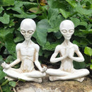 White Alien Statue, Resin Yoga Pose Alien Figure, 6.3" H Creative Yoga Alien Statue of The Thinker for Home Offcie Garden Decor Supplies by GreenHaven Gardens