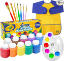 Kids Painting Set, Washable Paint for Kids 10 Colors, 7 Paintbrushes, Paint Palette, Painting Smock, Non Toxic Tempera Paints 2 oz Each,Paints for Toddlers Gifting Bundle Art, Crafts by TinyTreasures Baby Boutique