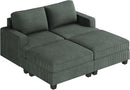 Nolany Corduroy Sectional Couch with Storage Ottoman, Sleeper Sectional Sofa, Modular Sectional Couches for Living Room, Green by CozyNest Decor