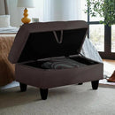 Ottoman Rectangular Storage Ottoman Bench, Flannel Footrest Stool Footstool with Lid for Living Room, Bedroom, Entryway, Dark Coffee, 28.5"x19"x17.5" by CozyNest Decor