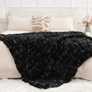 Ultra Soft Luxury Faux Fur Twin Blanket for Counch,Fuzzy Fluffy Plush Warm Cozy Elegant Wrinkled Blanket for Sofa Bedroom Living Room,（60"x80",Tie-dye Black） by CozyNest Decor