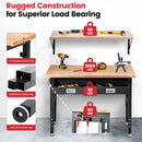 Workbench with Shelf Bracket 48 x 24 Inch Heavy Duty Rubberwood Tabletop Work Table Adjustable Height Work Bench with Drawer, Power Outlets for Garage Woodworking Shop, Home, Office by GreenHaven Gardens