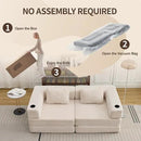 78" W Loveseat Sofa, 4 in 1 Convertible Floor Sofa Bed, Boneless Cloud Couch with Cup Holder, Fold Out Floor Couch, Loveseat Recliner Sleeper for Living Room Bedroom Lounge(Corduroy, White) by CozyNest Decor
