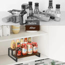 YINMIT Spice Rack Organizer for Countertop, 2 Tier Kitchen Counter Shelf, Wooden Tiered Display Stand Riser Shelf by CozyNest Decor