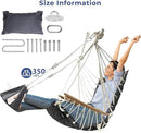 Patio Swing Chair with Adjustable Footrest & Headrest-Quilted Fabric&Steel Spreader Bar, Wooden Armrests for Porch/Garden;350lbs Capacity;Hardware kit Included Dark Grey by GreenHaven Gardens