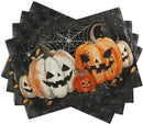 Halloween Pumpkins Spider Web Placemats Set of 4 Black Gray Scary Pumpkin Fall Linen Table Place Mat 12x18 Inch Seasonal Heat Resistant Table Mats for Party Kitchen Dining Decoration by CozyNest Decor