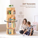 OOOK Rotating Bookshelf for Kids & Adults, Spinning Bookshelf Tower with Large Capacity for Small Space, 360° Display 4 Tier Floor Small Round Corner Shelf for Library, Bedroom, Living Room, Office by TinyTreasures Baby Boutique