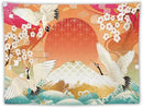 HZOHNAGO Japanese Tapestry Cherry Blossom Crane Sea Wave Fuji Mountain Red Sun Pattern Printed Wall Tapestry Painting Wall Hanging for Bedroom Living Room Dorm 80" W x 60" H by CozyNest Decor