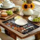 Black Cat Halloween Placemats Set of 4 Spooky Pumpkin Boo Bat Moon Horror Place Mats 12x18 Inch Seasonal Washable Linen Table Mat for Party Kitchen Dining Outdoor Indoor Decor by CozyNest Decor
