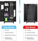 71'' Metal Storage Cabinet with Doors, Multifunctional Bathroom/Garage Lockable Steel Cabinet, Broom Closet Storage with Hanging Rod (Style-1) by CozyNest Decor