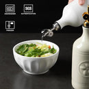 Sweejar 16 Oz Ceramic Olive Oil Dispenser Bottle, Oil Dispenser for Kitchen with Gravity Spout, Relief Opaque Oil Container for Evoo, Avocado Oil, Vinegar, Soy Sauce, 1 Pack(White, Silver Spout) by CozyNest Decor