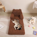 Foldable Kids Sofa, Sherpa Teddy Bear Toddler Couch with Tri Folding Foam Cushions, Comfy Couch for Kids Age 18 Months and Up by TinyTreasures Baby Boutique