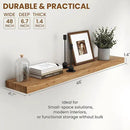 Fun Memories Rustic Elm Wood Floating Shelves for Wall, 48" Floating Shelf Wall Mounted, Long Floating Disply Shelf with Heavy-Duty Bracket for Living Room, Kitchen, Bathroom, Natural Color, Set of 1 by CozyNest Decor